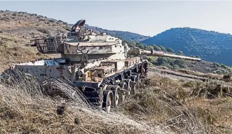  ?? ?? ■ An Israeli tank in the Golan Heights, near the border with Syria, dates from 1973’s Yom Kippur War.