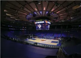  ?? WENDELL CRUZ - THE ASSOCIATED PRESS ?? Madison Square Garden is empty of fans, before an NBA basketball game between the Utah Jazz and the New York Knicks on Wednesday, Jan. 6, 2021, in New York.