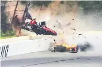  ?? TWITTER ?? Canadian driver Robert Wickens crashed hard into the fence at Pocono last weekend and was airlifted to hospital.