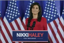  ?? CHRIS CARLSON — THE ASSOCIATED PRESS ?? Republican presidenti­al candidate Nikki Haley speaks during a news conference Wednesday in Charleston, S.C.