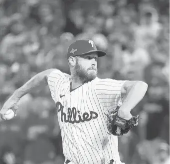  ?? ROB SCHUMACHER/USA TODAY NETWORK ?? Phillies starting pitcher Zack Wheeler was 13-6 with a 3.61 ERA in 2023.