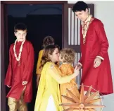  ?? — PTI ?? Canadian Prime Minister Justin Trudeau with his wife Sophie Grégoire and children during a visit to historic Sabarmati Ashram in Ahmedabad on Monday.