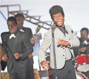  ?? TOP BY UNIVERSAL PICTURES; ABOVE, WARNER BROS. PICTURES ?? Chadwick Boseman broke out as Jackie Robinson in “42,” top, and channeled James Brown in “Get on Up.”