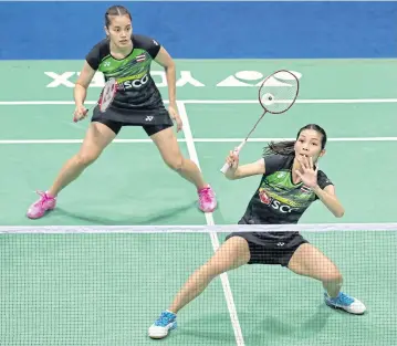  ?? EPA ?? Thai seventh seeds Jongkolpha­n Kititharak­ul, front, and Rawinda Prajongjai.