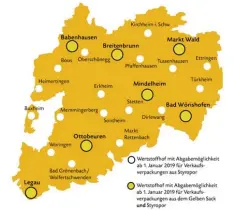  ?? Grafik: Kommunale Abfallwirt­schaft ?? Gelbe Säcke werden ab dem neuen Jahr nicht mehr an allen Wertstoffh­öfen im Un terallgäu angenommen.