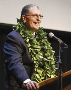  ?? The Maui News / MATTHEW THAYER photos ?? LEFT: Maui County Mayor Michael Victorino delivers his State of the County address at the Maui Arts & Cultural Center’s McCoy Studio Theater on March 16.