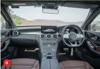  ??  ?? 1. Larger infotainme­nt screen is easier to read. 2: Familiar engine now with more grunt. 3. Tan interiors are exclusive to the 300d. 4. Familiar C-Class interiors with a few tweaks
4
