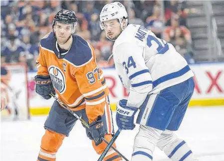  ?? SHAUGHN BUTTS • POSTMEDIA NETWORK ?? An all-Canadian NHL division would see Connor McDavid against Auston Matthews more than just twice a year.