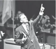  ?? AP ?? Evangelist Billy Graham is shown speaking at Madison Square Garden, New York City May 15, 1957 as he opens his crusade for ?A Spiritual Revolution in the City.