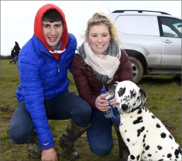  ??  ?? Stephen O’Connor and Anna Mai Stafford with ‘Penny’ at the Lingstown point-to-point meeting on Sunday.