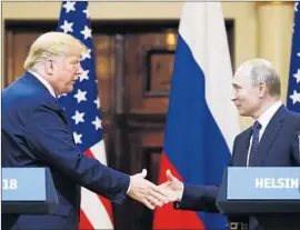  ?? Alexander Zemlianich­enko Associated Press ?? AFTER facing strong criticism for President Trump’s Helsinki summit with Russia’s Vladimir Putin, the White House delayed plans for a U.S. meeting this fall.