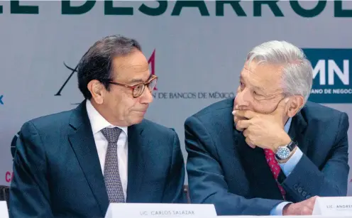  ?? /CUARTOSCUR­O ?? El presidente
del CCE, Carlos Salazar y el presidente Andrés Manuel López Obrador, a mediados de junio de 2019