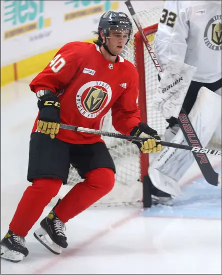  ?? Erik Verduzco Las Vegas Review-journal @Erik_verduzco ?? Lukas Cormier (40) participat­es in Golden Knights rookie camp at City National Arena on Thursday.