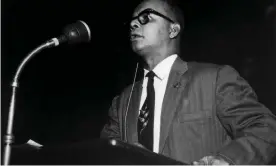  ?? Photograph: Val Wilmer/Getty ?? Dr Eric Williams in 1961, when he was president of Trinidad and Tobago, speaking at Central Hall in London's Westminste­r.