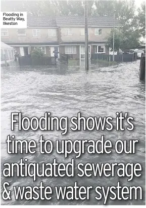  ??  ?? Flooding in Beatty Way, Ilkeston