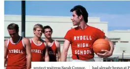  ??  ?? Top: Michael Biehn, Sigourney Weaver, Bill Paxton, Paul Reiser and Jenette Goldstein share a tense moment in Aliens (1986).
Above: Biehn's Mike (second from left) eyeballs Danny Zuko (John Travolta) in 1978's Grease.