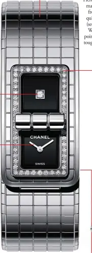  ??  ?? Chanel’s latest timepiece, Code Coco, pays homage to the maison’s iconic 2.55 bag