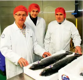  ??  ?? Above: (From left) Brendan O’Hara MP, Cairndow processing manager Andrew Aitken and general manager David Bradley