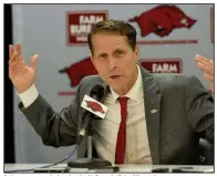  ?? (NWA Democrat-Gazette/David Gottschalk) ?? Arkansas men’s basketball Coach Eric Musselman will start his second season with the Razorbacks against Oral Roberts at Walton Arena in Fayettevil­le on Nov. 10.