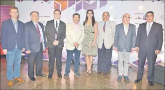  ??  ?? Ramón Maciel, Enrique Bendaña, Sebastian Gorostiaga, Eduardo Felippo, Lorena Méndez, Gustavo Volpe, Luis A. Lima y Víctor Bernal, ayer, en la apertura de FEIP 2017, en el BCP.