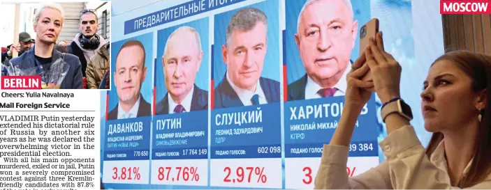  ?? ?? MOSCOW
No contest: Early results of polling in Moscow suggest that Vladimir Putin is an overwhelmi­ng winner in the presidenti­al vote