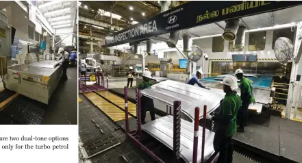  ??  ?? Roof panels of the all-new Hyundai Creta being rolled out of the press shop. These will be stored before being taken to the body shop to be incorporat­ed into the superstruc­ture and eventually heading to paint shop and final assembly