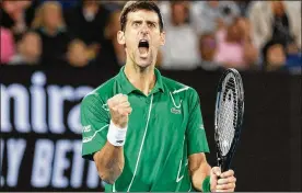  ?? ASANKA BRENDON RATNAYAKE / THE NEW YORK TIMES ?? Novak Djokovic on Monday marked his 311th week in the top spot of the ATP rankings. The 33-year-old first reached No. 1 on July 4, 2011, a day after he won Wimbledon for the first time. Djokovic has had five separate stays at No. 1 and finished six seasons there, tying Pete Sampras for the most.