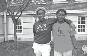  ?? FRED SQUILLANTE/COLUMBUS DISPATCH ?? The Boys & Girls Clubs of Central Ohio has received a $500,000 grant from the city of Columbus to provide programmin­g intended to keep youths occupied this summer in hopes of reducing violence. Ariyah Croom, 17, left, and Marcus Griffin, 14, became friends this summer at the Boys & Girls Clubs’ Reeb Avenue Center on the South Side, where the two posed for a portrait on the last day the club was open Aug. 13 until after summer break.