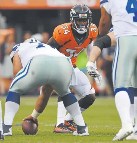  ?? Joe Amon, The Denver Post ?? Broncos safety Will Parks, in any given game, will be used in nearly a half-dozen ways. Parks, whose position has been called a spur, a hybrid and many other names, had five tackles and a pass defensed in Denver’s recent victory over the Raiders.