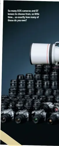  ??  ?? So many EOS cameras and EF lenses to choose from, so little time… so exactly how many of these do you own?