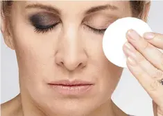  ??  ?? Wipe test: Tanith Carey trying out eye make-up removers