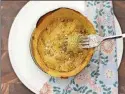  ?? KELLIE HYNES CONTRIBUTE­D BY ?? Spaghetti squash shreds into “noodles,” making it a delightful­ly lowcalorie pasta substitute.