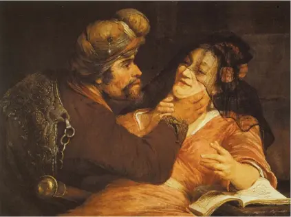  ?? (Wikimedia Commons) ?? ‘WHEN JUDAH hears Tamar is pregnant, he immediatel­y condemns her to death. There is no compassion’: ‘Tamar and Judah,’ Aert de Gelder, 1667.