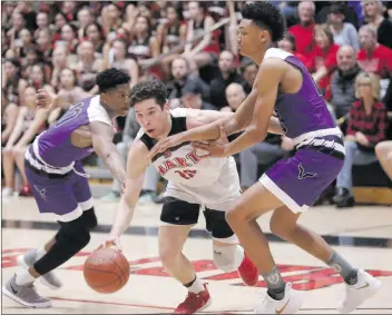  ?? Nikolas Samuels/The Signal ?? Whitten Dominguez was second on Hart with 16 points in its win Tuesday over Canyon. Last year’s co-Foothill League Player of the Year, Dominguez had a team-high 20 points in the Indians’ win over Valencia last Friday.