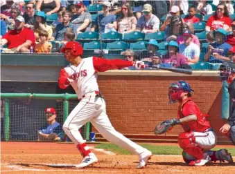  ?? STAFF FILE PHOTO BY PATRICK MACCOON ?? Chattanoog­a Lookouts top prospect Noelvi Marte plays in a game. Chattanoog­a Lookouts will have home opener games at 7:15 p.m. Wednesday-Saturday and 2:15 p.m. Sunday at AT&T Field against the Tennessee Smokies.