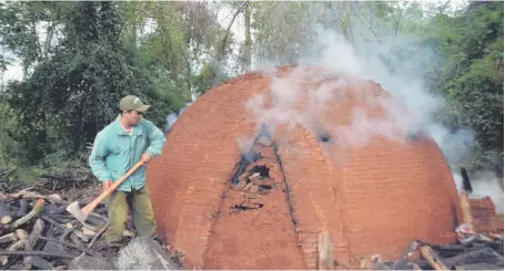  ??  ?? Uno de los más de 200 hornos para elaboració­n de carbón ubicados en la zona del área para Parque Nacional San Rafael.