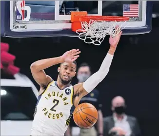  ?? Darron Cummings Associated Press ?? THE PACERS’ Cassius Stanley will get to show off his high-f lying talent tonight in front of judges such as Spud Webb and Dee Brown, both former champions in the NBA’s dunk contest.