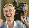  ?? Foto: Peter Bauer ?? Alice Weidel sprach vor 300 Zuschauern in Breitentha­l.