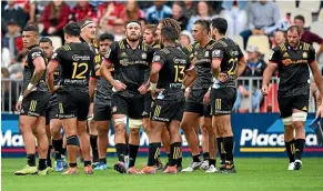  ?? GETTY IMAGES ?? It’s becoming a familiar sight: Chiefs players look dejected after conceding another try, this one to the Crusaders in the rout in Christchur­ch.