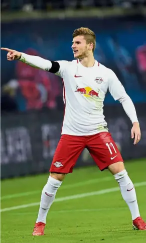  ?? — AP ?? Not cool: RB Leipzig’s top scorer Timo Werner has been in the spotlight for the wrong reasons this week.