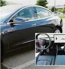  ??  ?? Erstmals in Kärnten zu sehen: der Tesla 3, in den USA ab umgerechne­t 42.000 Euro zu erwerben