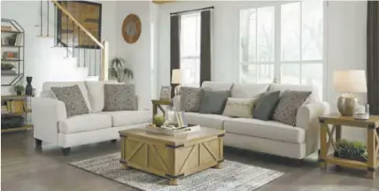  ?? SUPPLied ?? A sofa set and coffee table are just a few of the items available at Ashley HomeStore, which is offering gift certificat­es through Support and Buy Local Auction.