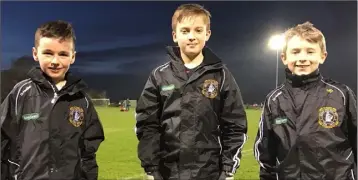  ?? Pictured sporting the new gear before training are Conor Oliver, John Moorish and Johnny Reynolds. ?? The team at Specsavers Dundalk is thrilled to sponsor the U-10 Quay Olympic team. The store is helping the ambitious young group by sponsoring the team’s jackets.