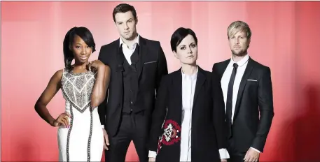  ??  ?? The late Dolores O’Riordan with her fellow Voice of Ireland judges Jamelia, Bressie and Kian Egan.