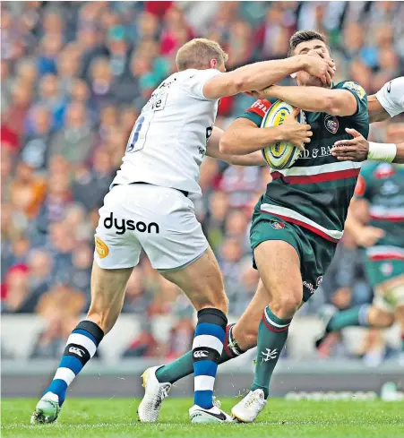  ??  ?? Rough treatment: Ben Youngs looks to be on the wrong end of a high tackle