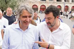  ?? ?? Insieme Federcio Sboarina con Matteo Salvini che ieri era a Verona