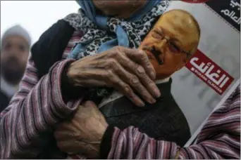  ?? AP PHOTO/EMRAH GUREL ?? A woman during the funeral prayers in absentia for Saudi writer Jamal Khashoggi who was killed in the Saudi Arabia consulate in Istanbul.