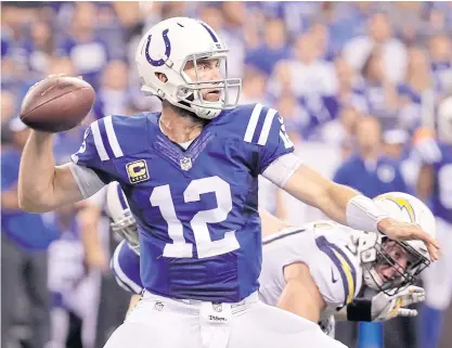  ??  ?? Colts quarterbac­k Andrew Luck during a recent game.