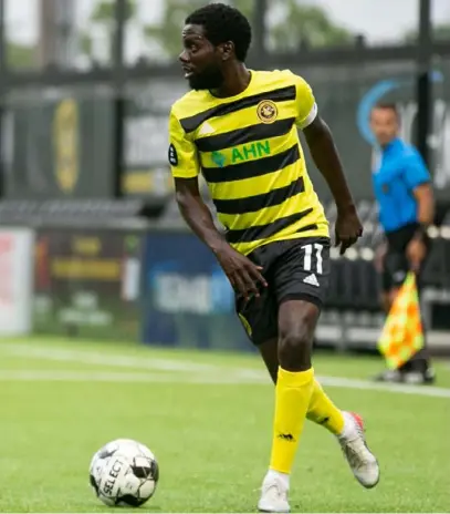  ?? Chris Cowger/Riverhound­s SC ?? Kenardo Forbes only recently found out he was approachin­g the assists record. “What, I’m that close?” Forbes said, thinking back on his reaction. “I didn’t know the assist mark was so low.”