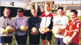  ?? ?? The 6 representa­tives from Watergrass­hill on the Loreto Secondary School, Fermoy ladies football team in 2001, l-r: Noreen O’Farrell, Donna O’Riordan, Emma Leahy, Marie O’Neill, Aoife Gardiner and Laura Cronin.